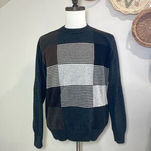 Vintage 90s Unisex Mens Womens Sweater Block Color Pullover Knit Crewneck XLarge